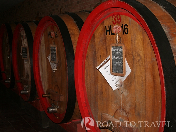 Cellars in Barbaresco Barrels of Barbaresco wine in the cellars of . Nebbiolo is considered the most noble grape in Italy, <br/>from the agin of this grapes come famous wine as Barbaresco and Barolo.