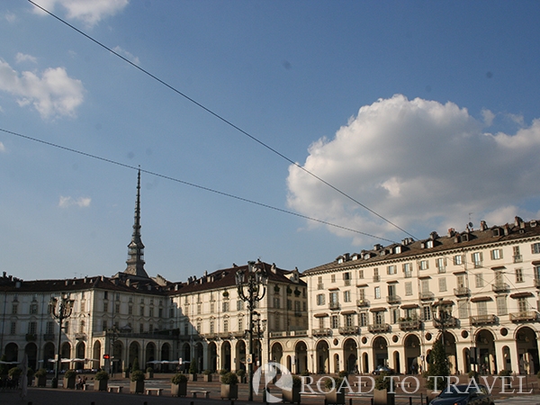 Piazza Vittorio Veneto - Turin Torino a view of the upper part of the Mole Antonelliana from Piazza Vittorio Veneto.